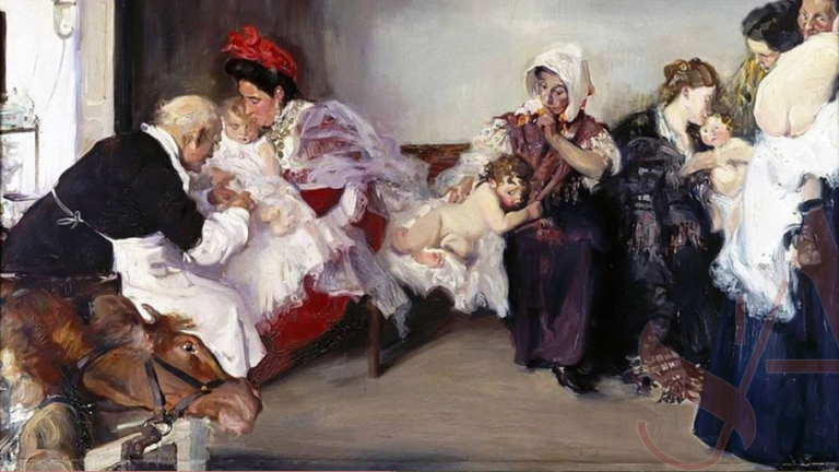 Vicente Borrás y Abella, Vaccination of Children, oil on canvas, 1913